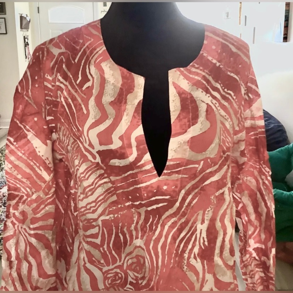 Chicos Bold Statement, Lightweight Semi Sheer Red… - image 4